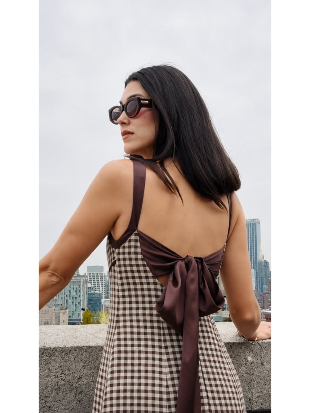 Couper Margaret Gingham Tie Back Gown Cotton Romantic Cottagecore Wedding Guest - Picture 2 of 16